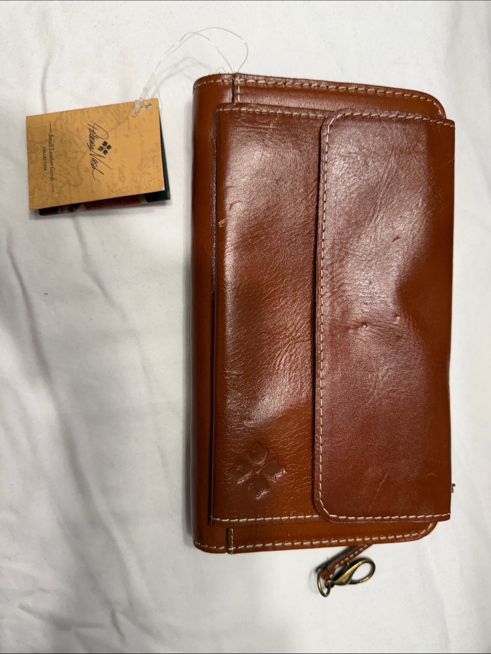 Patricia Nash Cognac Brown Leather Wristlet Clutch